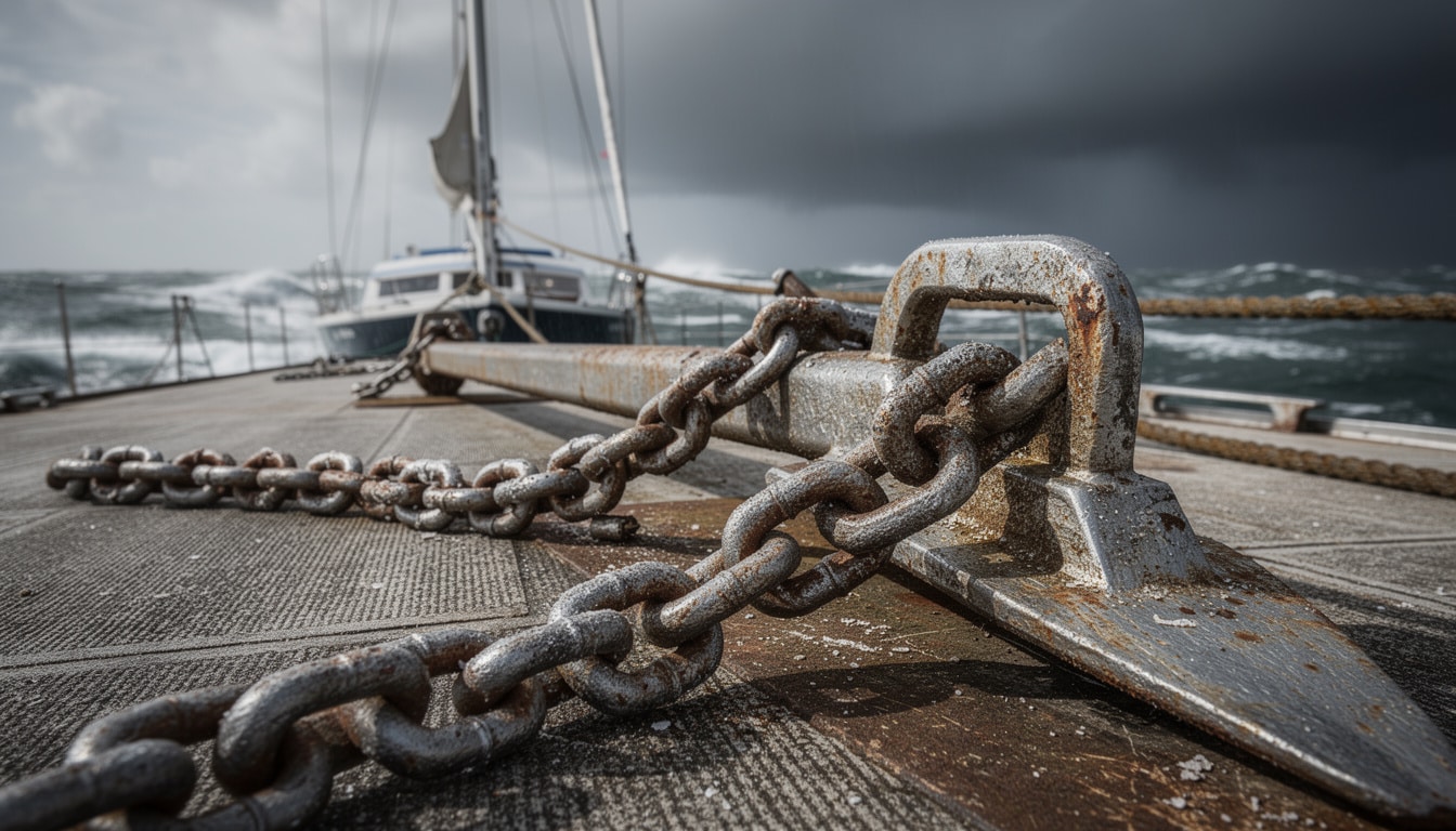 découvrez comment choisir et dimensionner l'ancre et la chaîne pour votre voilier d'occasion afin d'assurer la sécurité du mouillage principal en cas de tempête.