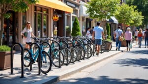 découvrez comment l'installation de râteliers à vélos favorise l'augmentation de la fréquentation des commerces de proximité et dynamise le commerce local.