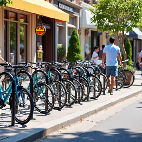 découvrez comment l'installation de râteliers à vélos favorise l'augmentation de la fréquentation des commerces de proximité et dynamise le commerce local.