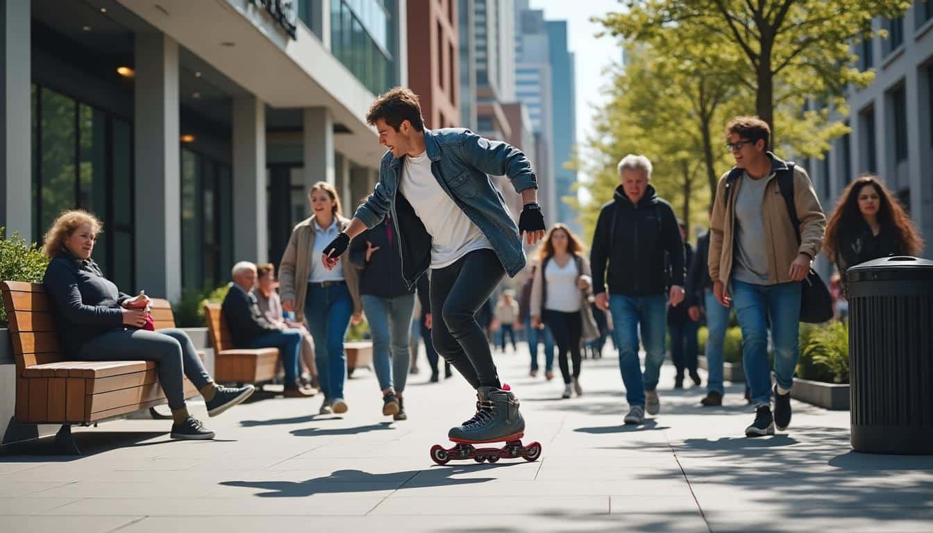 découvrez comment le roller urbain nécessite une agilité remarquable pour éviter les piétons sur les trottoirs en toute sécurité et fluidité.