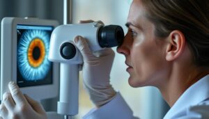 l'examen du fond d'œil par un ophtalmologiste permet de dépister la rétinopathie, une maladie affectant la rétine et pouvant entraîner une perte de vision si elle n'est pas détectée à temps.